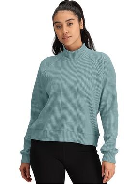 The North Face Women's Waffle Mock Neck Pullover - Light Blue